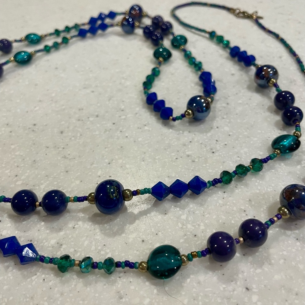 Premier Designs Vibrant Blue and Green Necklace